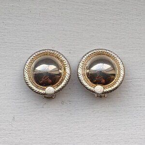 Goldtone Metal Round Clip-On Earrings